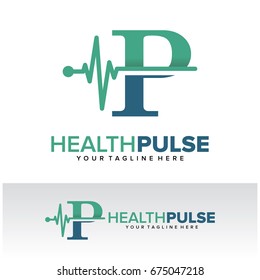 P Health Pulse Letter Logo Template Design Vector, Emblem, Design Concept, Creative Symbol, Icon