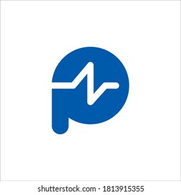 P heartbeat logo design vector sign