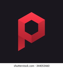 P hexagon letter logo design template. Graphic alphabet symbol for corporate business identity. Creative typographic icon concept. Vector element