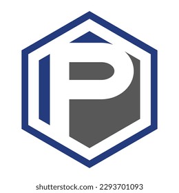 P hexagon logo icon template 1