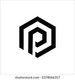 Pasos vectoriales del logotipo del hexágono P