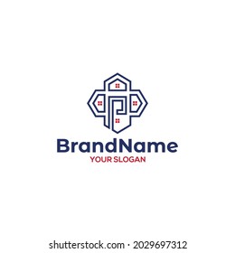 P Home Logo Design Vector