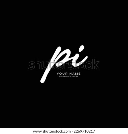 P, I, PI Initial letter handwriting and signature vector logo