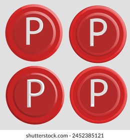 P icon red color vector collection