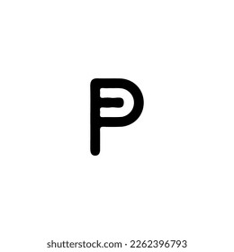 P icon. Simple style P company poster background symbol. P brand logo design element. P t-shirt printing. vector for sticker.