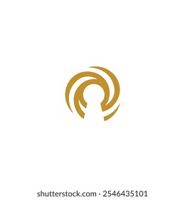 P illusion gold logo design icon vector technology