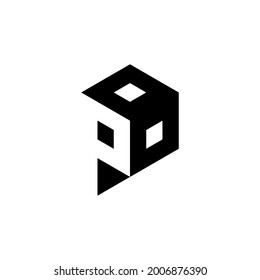 p initial box logo design vector template
