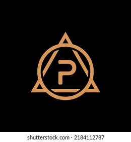 P initial circle company or P  logo black background  icon template
