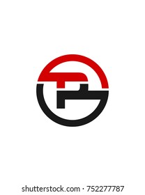 P initial circle company logo black red