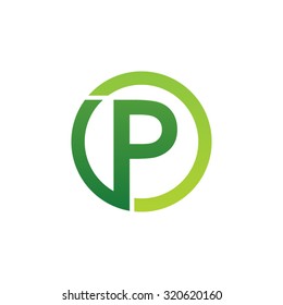 P initial circle company or PO OP logo green