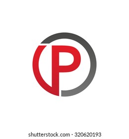 P initial circle company or PO OP logo red