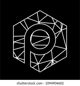 p initial diamond blockcahin geometric logo