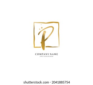 P Initial handwriting or handwritten logo for identity. Logo with signature and hand drawn style.