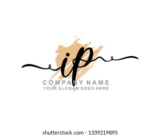 I P Initial Handwriting Logo Template