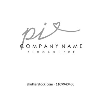 P I Initial handwriting logo vector