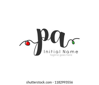 P A Initial handwriting logo vector template