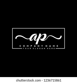 A P Initial handwriting logo vector