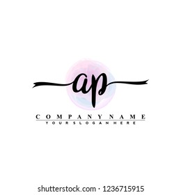 A P Initial handwriting logo vector