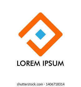 P initial letter abstract geometry logo icon with square shape for creative media industry