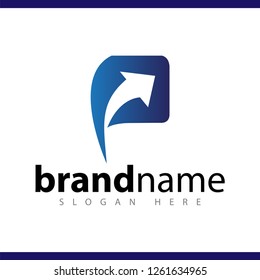 p initial letter with arrow logo vector template