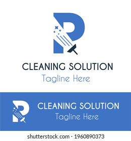 P Initial letter Cleaning Service Simple Modern Logo Idea. Housekeeping, Renovation and maintenance service company logo template. Housework cleaner disinfectant retail Business Logo vector template