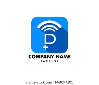 P Initial Letter cross medical online logo vector template