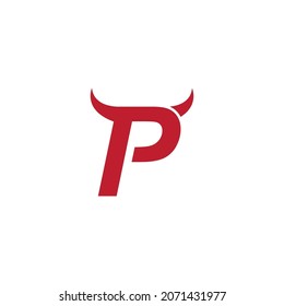 P initial letter with devil horn logo vector design