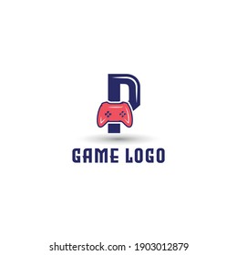 P initial letter with game console icon and pixel for gaming logo concept. game startup application