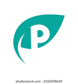 P La letra inicial con el diseño plano del Vector del logotipo de la hoja verde es un diseño para un logotipo natural y ecológico del producto