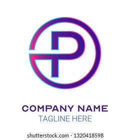 P initial letter logo design with gradient of cyan and magenta  color that can be used for business company
