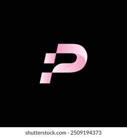 P Initial Letter Logo Design with Digital Pixels in pink Purple Colors