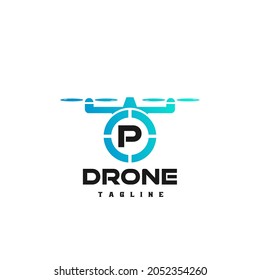 P Initial letter logo for drone shop. Logo for drone shop, drone logo with initial.