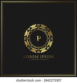 P Letra Inicial Modelo de Logotipo de Lujo en arte vectorial para Restaurante, Royalty, Boutique, Cafe, Hotel, Heraldic, Joyería, Moda y otras ilustraciones vectoriales.