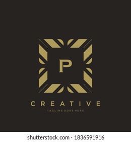 P initial letter luxury ornament monogram logo template vector	
