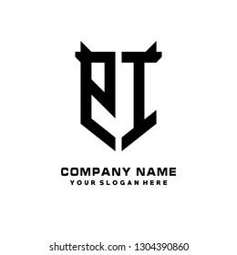 P I initial letter, modern logo design template vector