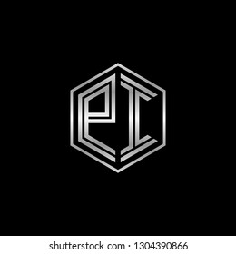 P I initial letter, modern logo design template vector