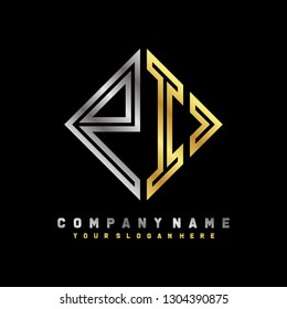 P I initial letter, modern logo design template vector