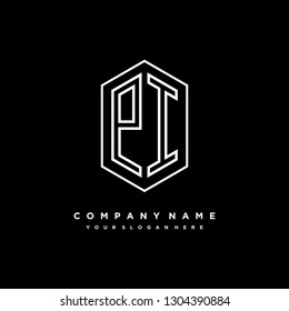 P I initial letter, modern logo design template vector