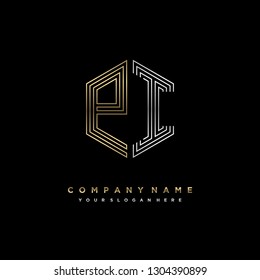 P I initial letter, modern logo design template vector