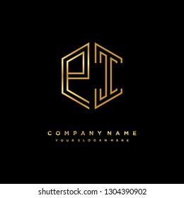 P I initial letter, modern logo design template vector