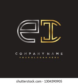 P I initial letter, modern logo design template vector