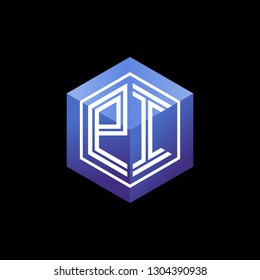 P I initial letter, modern logo design template vector