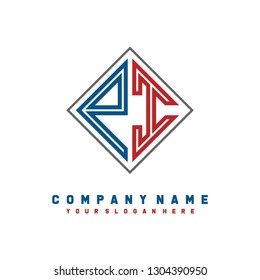 P I initial letter, modern logo design template vector