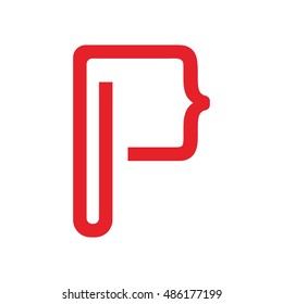 p initial letter, pin logo, code logo template