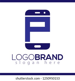 P Initial letter with Smart phone logo icon vector