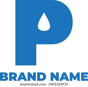 P initial letter water drop logo icon