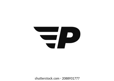 P Initial letter wings logo vector design
