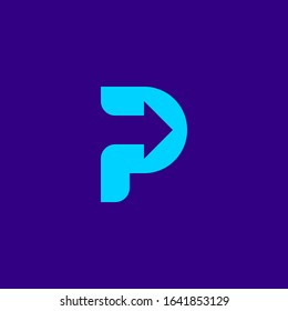 P initial logo with arrow icon inside.