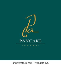 P and A Initial Logo Design with Elegant Handwriting Style. PA Signature Logo or Symbol for Wedding, Fashion, Jewelry, Boutique, Botanical, Floral and Business Identity