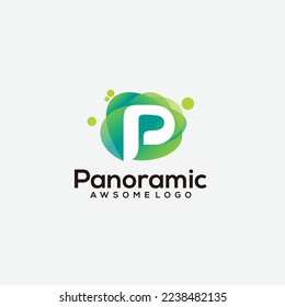 p initial logo premium colorful
